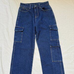Women's Cargo Pants Flap Pocket Straigh Leg Jeans Size M
